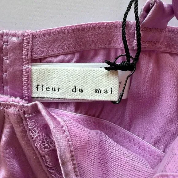 NWT Fleur du Mal Magnolia Lace Unlined Demi Bra in Lilac Purple Size 38F - Picture 11 of 14